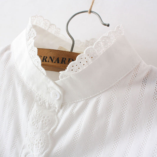 100% Cotton Women Lace White Shirts